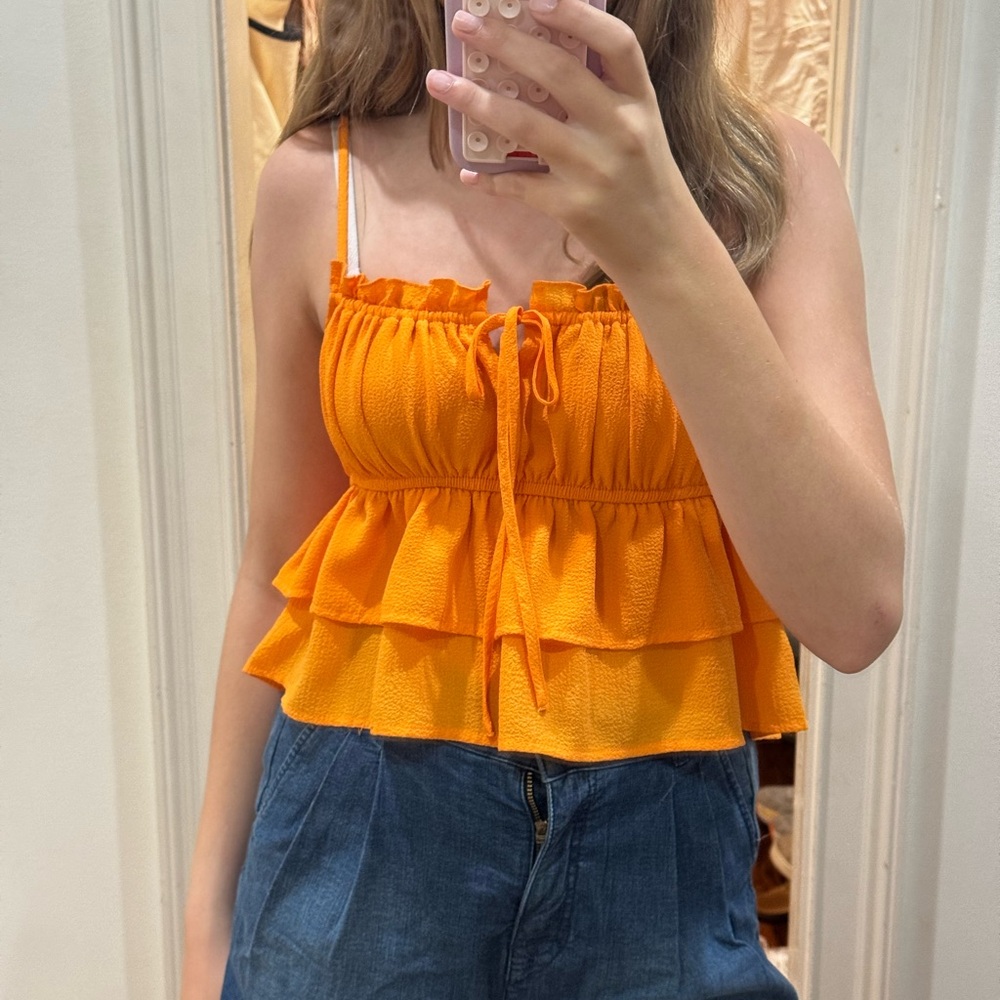 Target Vibrant Orange Tiered Blouse